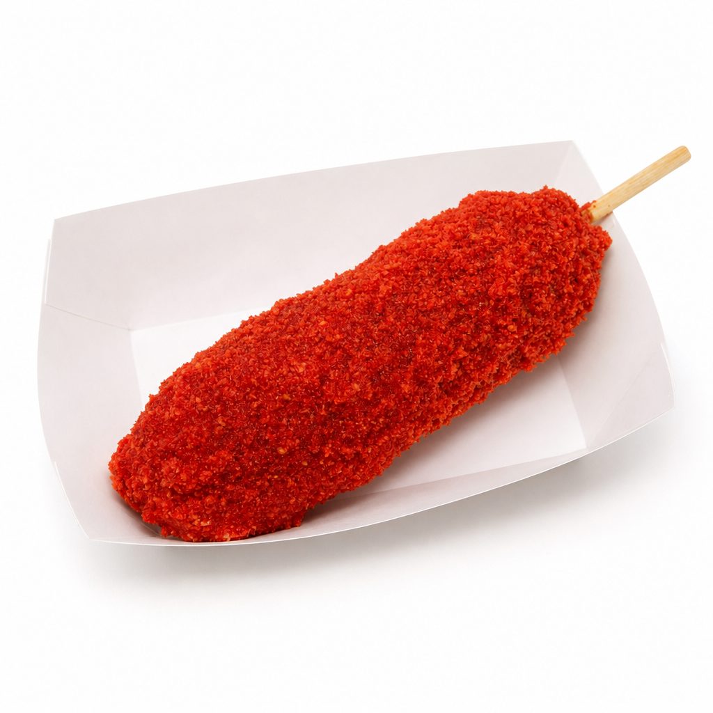 Hot Cheetos Half & Half Hot Dog.