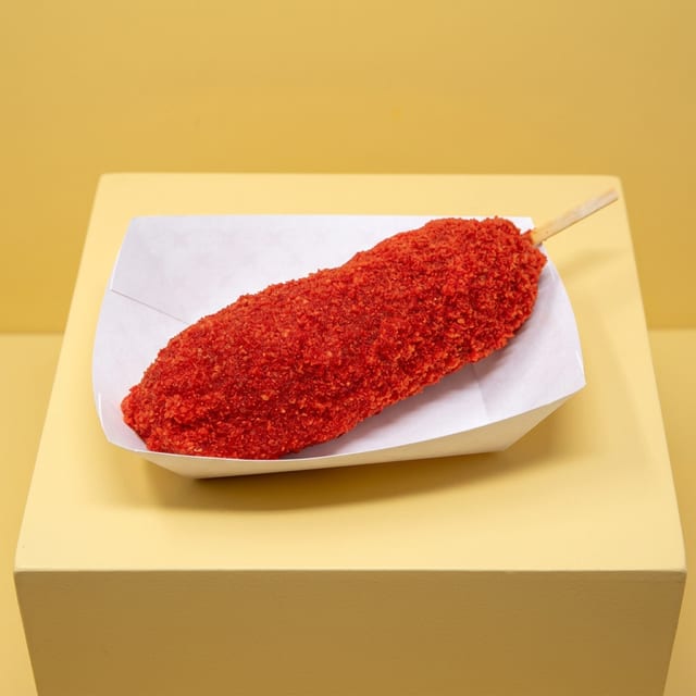 Hot Cheetos Half & Half Hot Dog.