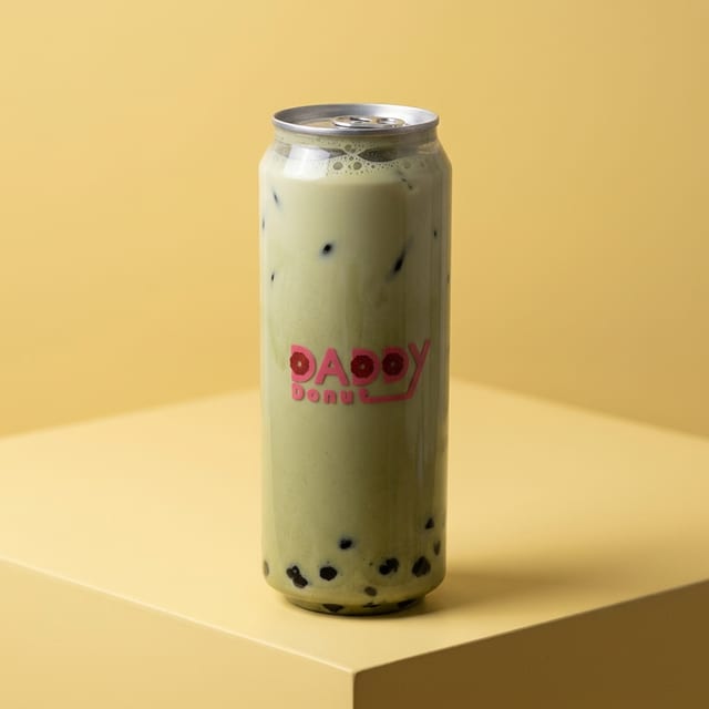 Matcha Milk Tea Boba Drink.